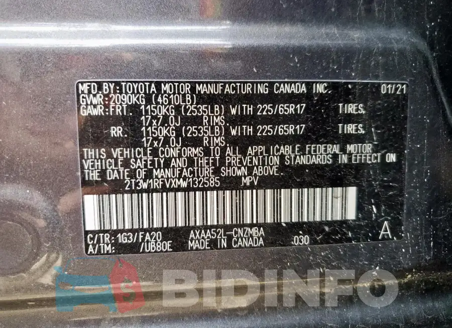 2T3W1RFVXMW132585 Photo# 14