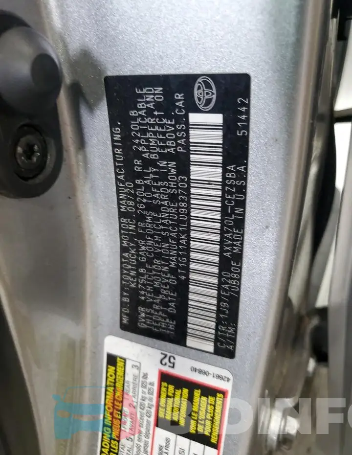 4T1G11AK1LU983703 Photo# 12