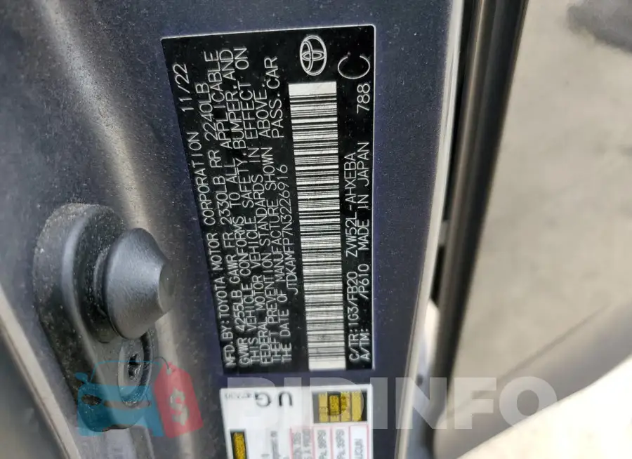 JTDKAMFP7N3226916 Photo# 12
