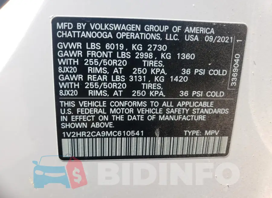 1V2HR2CA9MC610541 Photo# 13