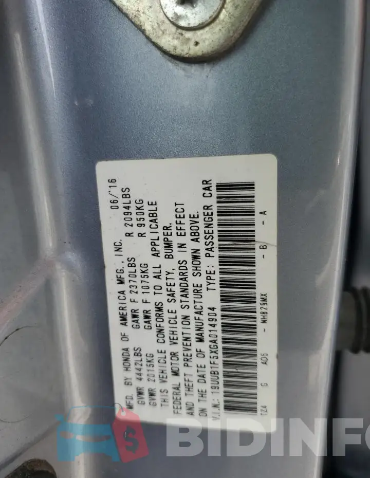 19UUB1F5XGA014904 Photo# 12