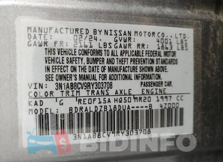 3N1AB8CV9RY303708 Photo# 12