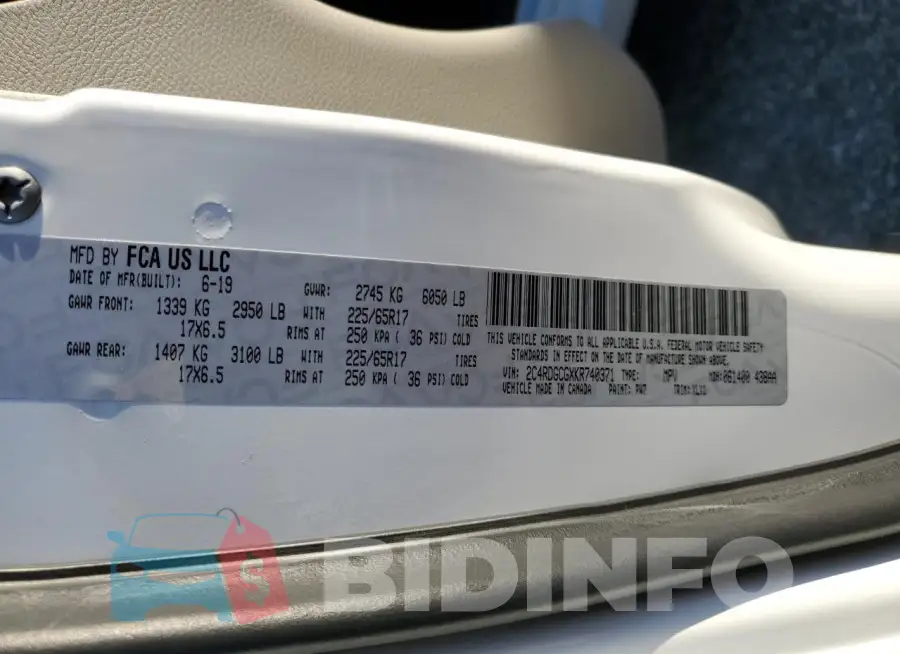 2C4RDGCGXKR740371 Photo# 13