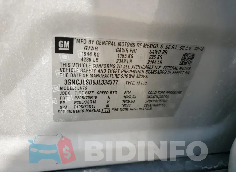 3GNCJLSB8JL334377 Photo# 13