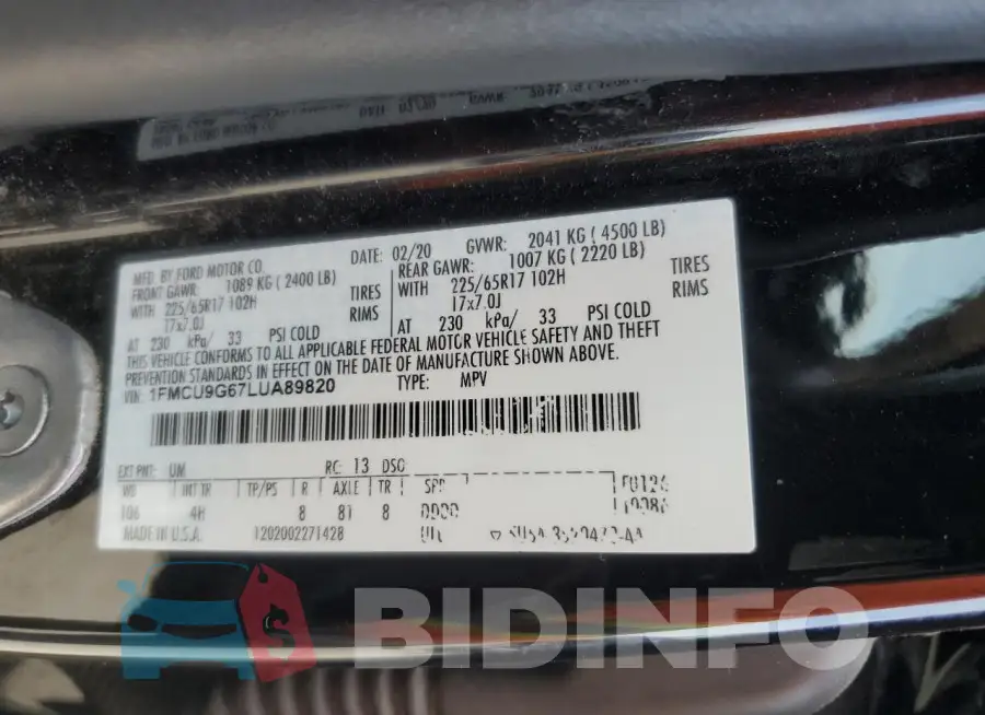 1FMCU9G67LUA89820 Photo# 13