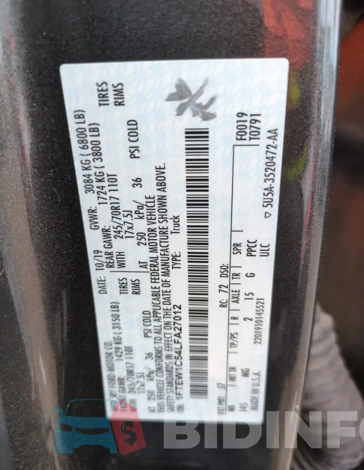 1FTEW1C54LFA27012 Photo# 13