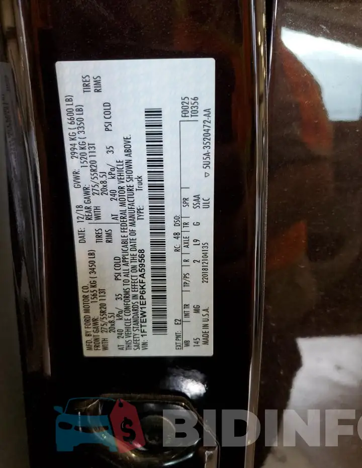 1FTEW1EP6KFA59568 Photo# 12