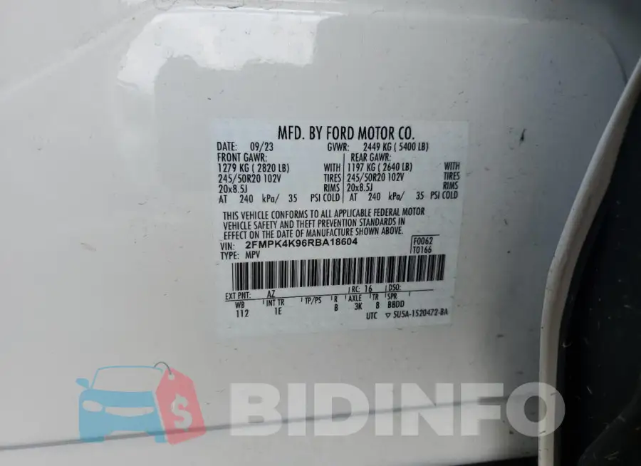 2FMPK4K96RBA18604 Photo# 14