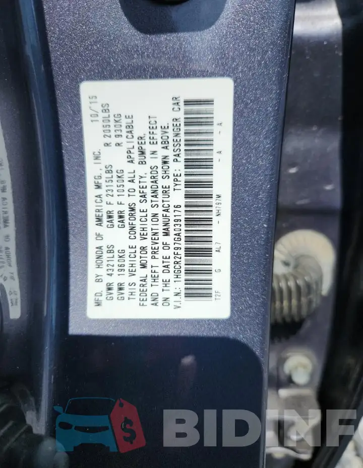 1HGCR2F97GA039176 Photo# 12