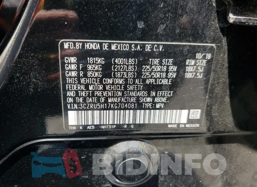 3CZRU5H17KG704081 Photo# 14