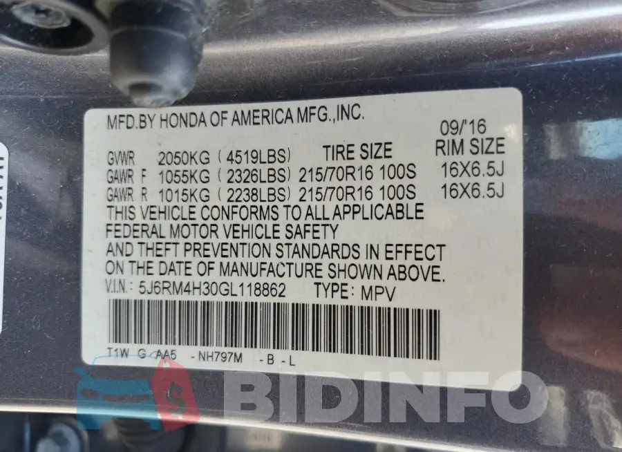 5J6RM4H30GL118862 Photo# 13
