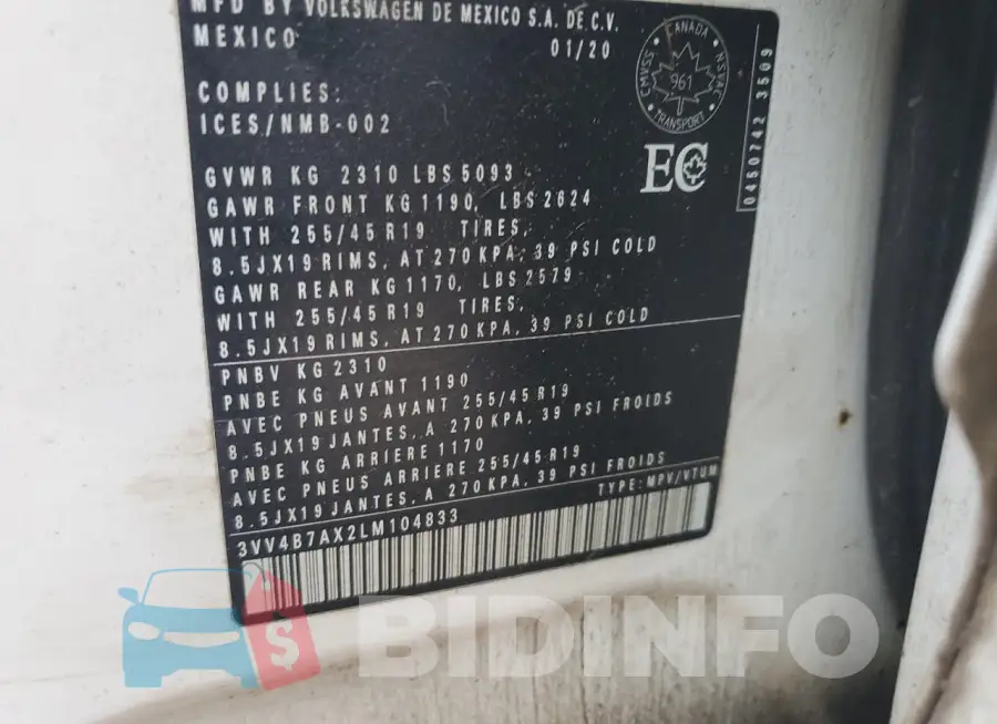 3VV4B7AX2LM104833 Photo# 14