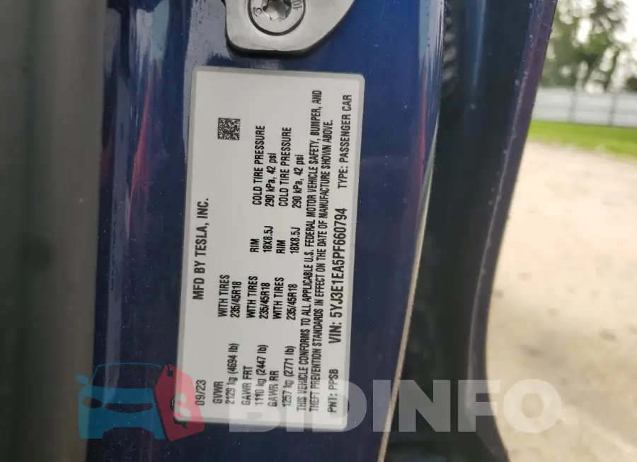 5YJ3E1EA5PF660794 Photo# 12