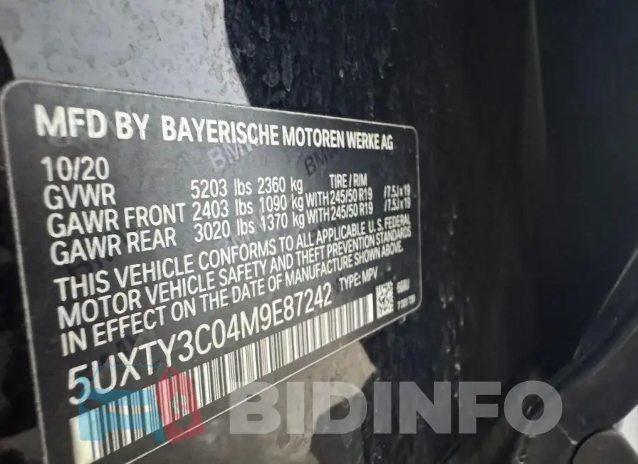 5UXTY3C04M9E87242 Photo# 10