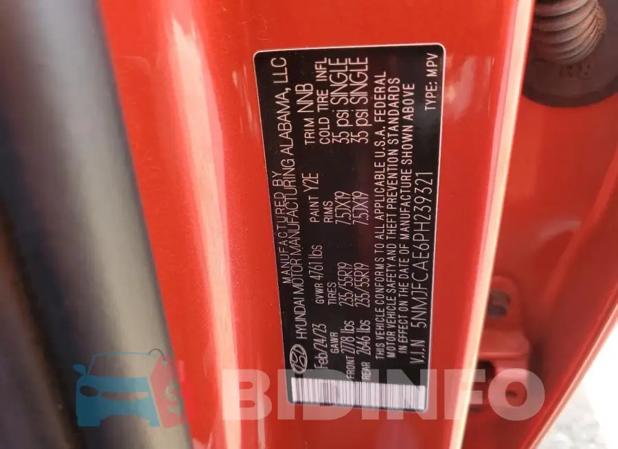 5NMJFCAE6PH239321 Photo# 13