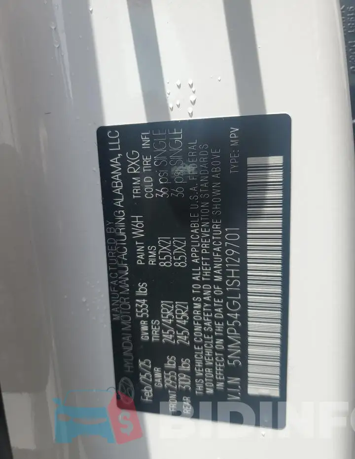 5NMP54GL1SH129701 Photo# 13