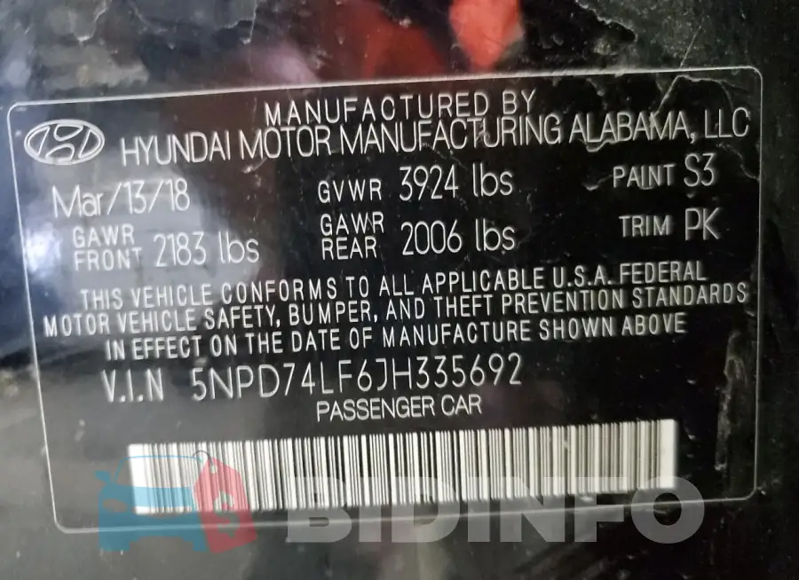 5NPD74LF6JH335692 Photo# 12