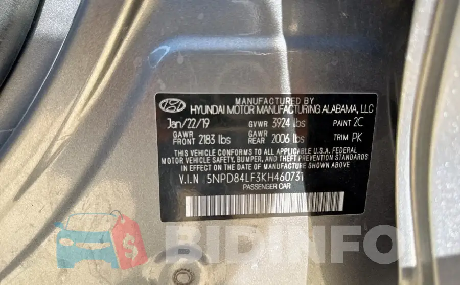 5NPD84LF3KH460731 Photo# 10