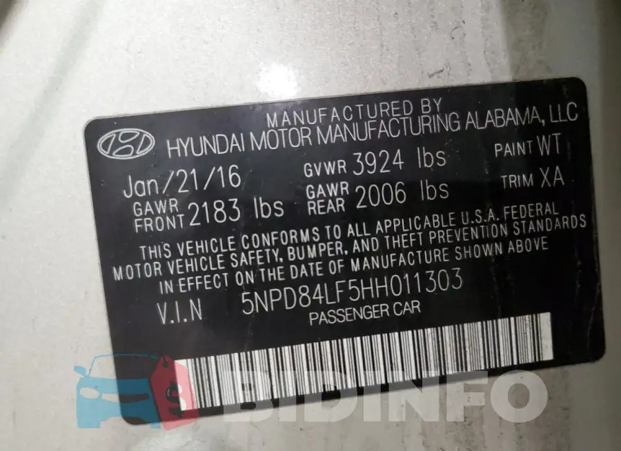 5NPD84LF5HH011303 Photo# 13