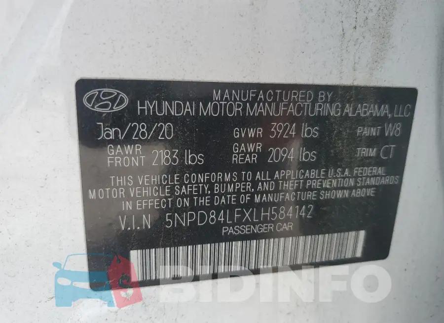 5NPD84LFXLH584142 Photo# 12