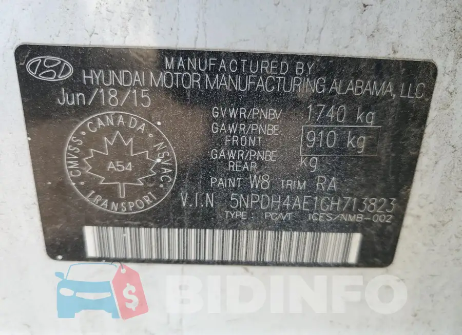 5NPDH4AE1GH713823 Photo# 13