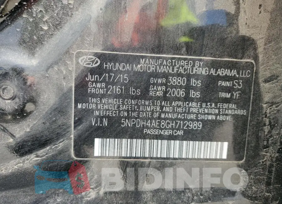 5NPDH4AE8GH712989 Photo# 12