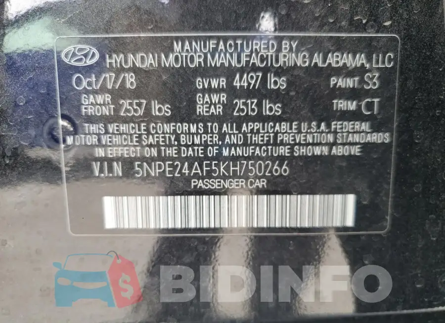 5NPE24AF5KH750266 Photo# 12