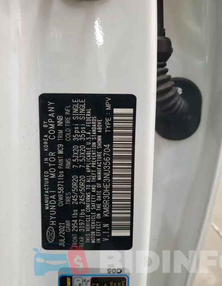 KM8R3DHE3NU356704 Photo# 14