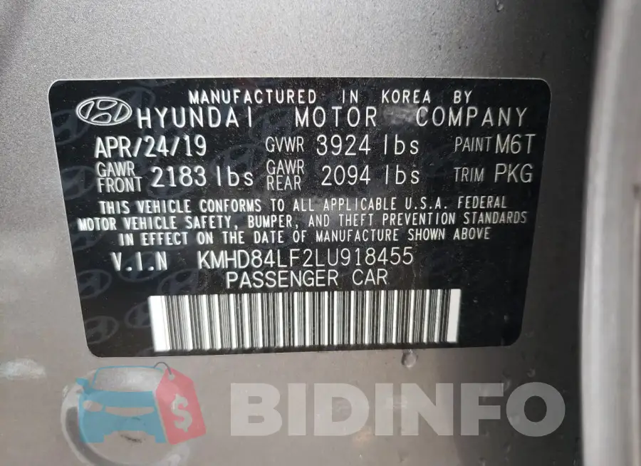 KMHD84LF2LU918455 Photo# 12