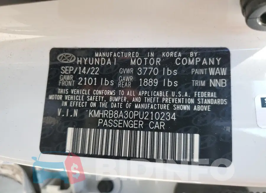 KMHRB8A30PU210234 Photo# 12