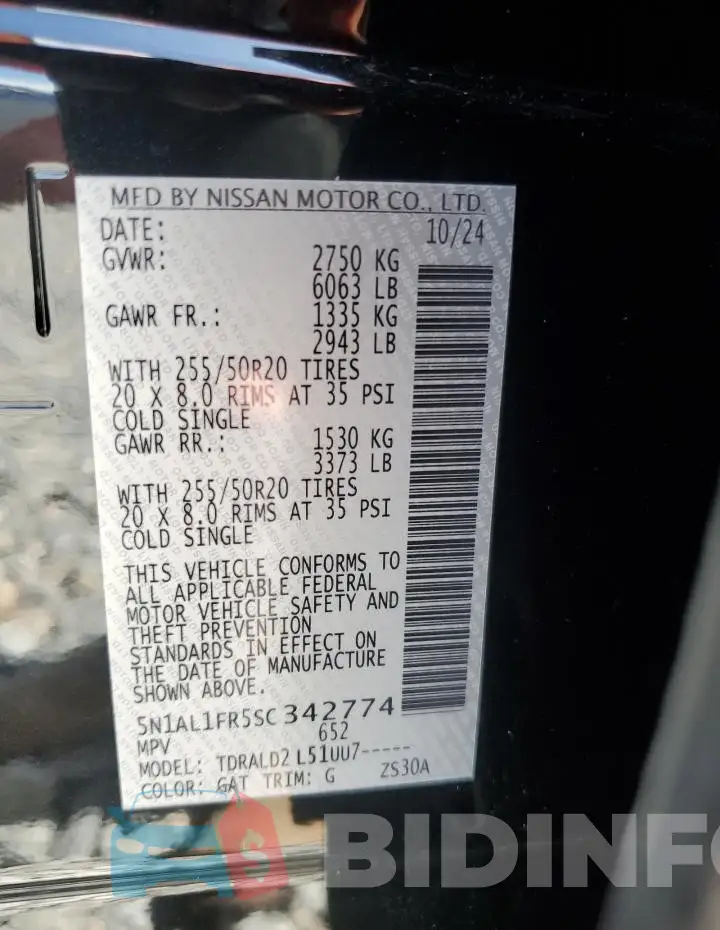 5N1AL1FR5SC342774 Photo# 13