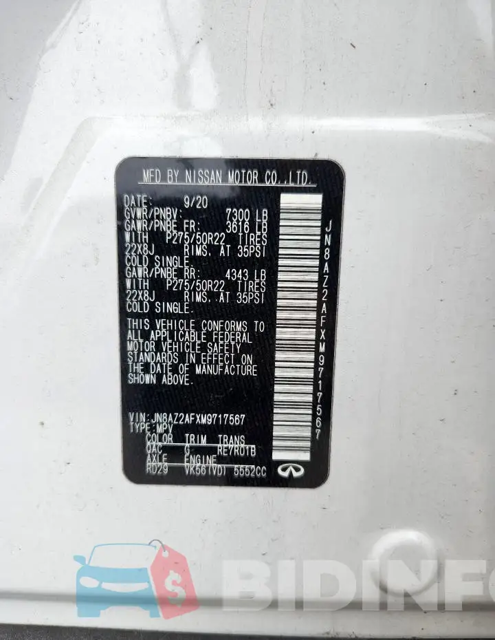 JN8AZ2AFXM9717567 Photo# 14