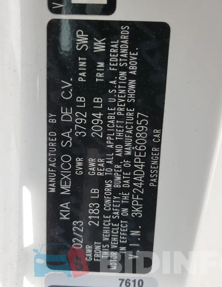 3KPF24AD4PE608957 Photo# 12