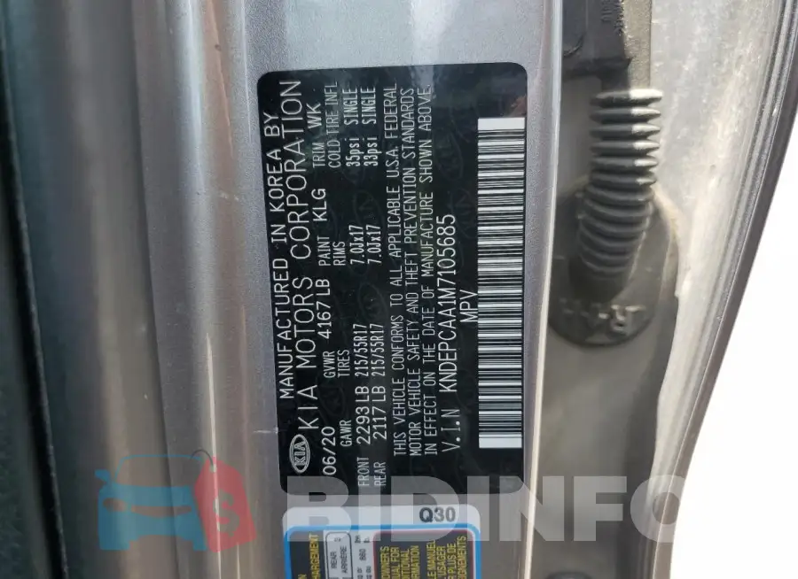 KNDEPCAA1M7105685 Photo# 14