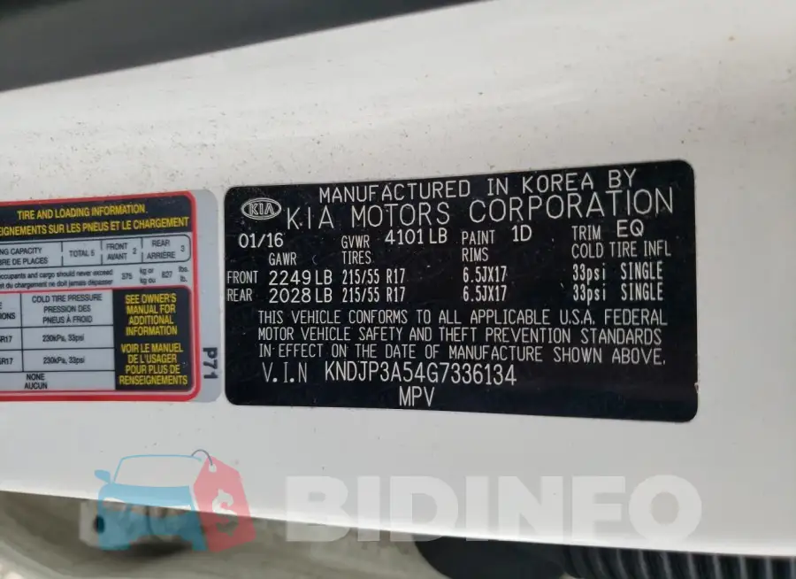 KNDJP3A54G7336134 Photo# 13