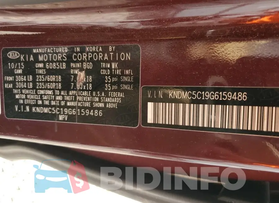 KNDMC5C19G6159486 Photo# 13