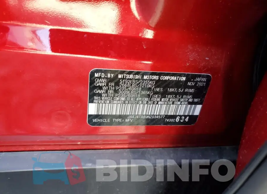 JA4J4TA89NZ034577 Photo# 12