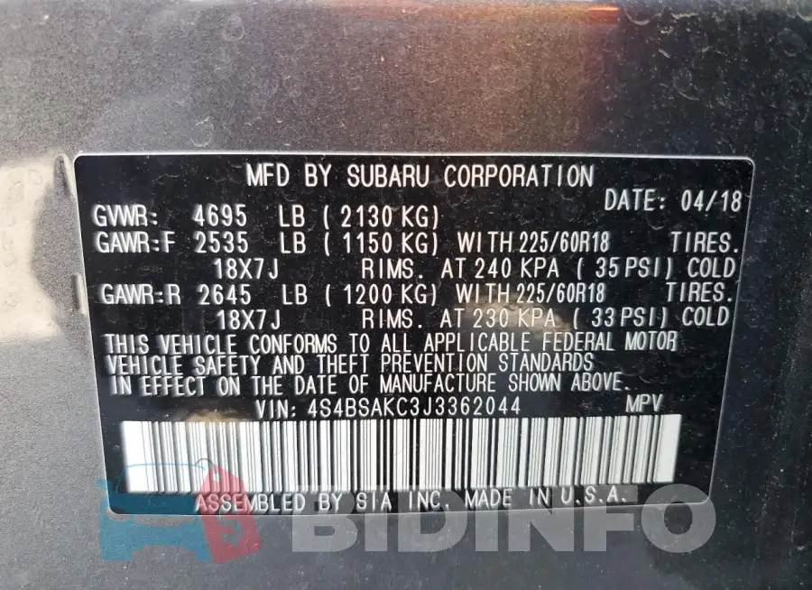 4S4BSAKC3J3362044 Photo# 13