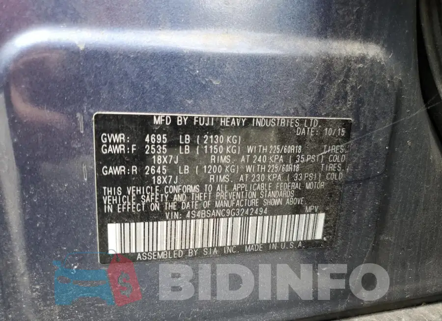 4S4BSANC9G3242494 Photo# 12