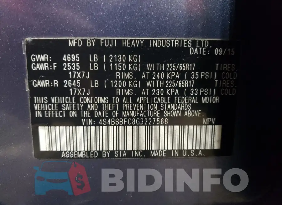 4S4BSBFC8G3227568 Photo# 13