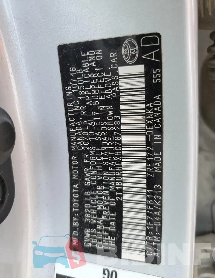 2T1BURHEXHC787283 Photo# 13