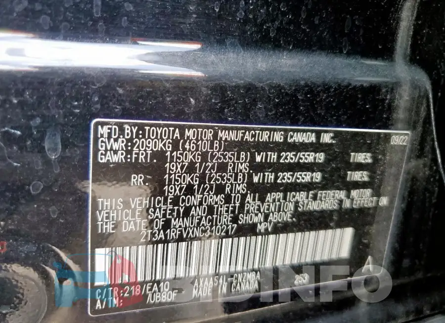 2T3A1RFVXNC310217 Photo# 12