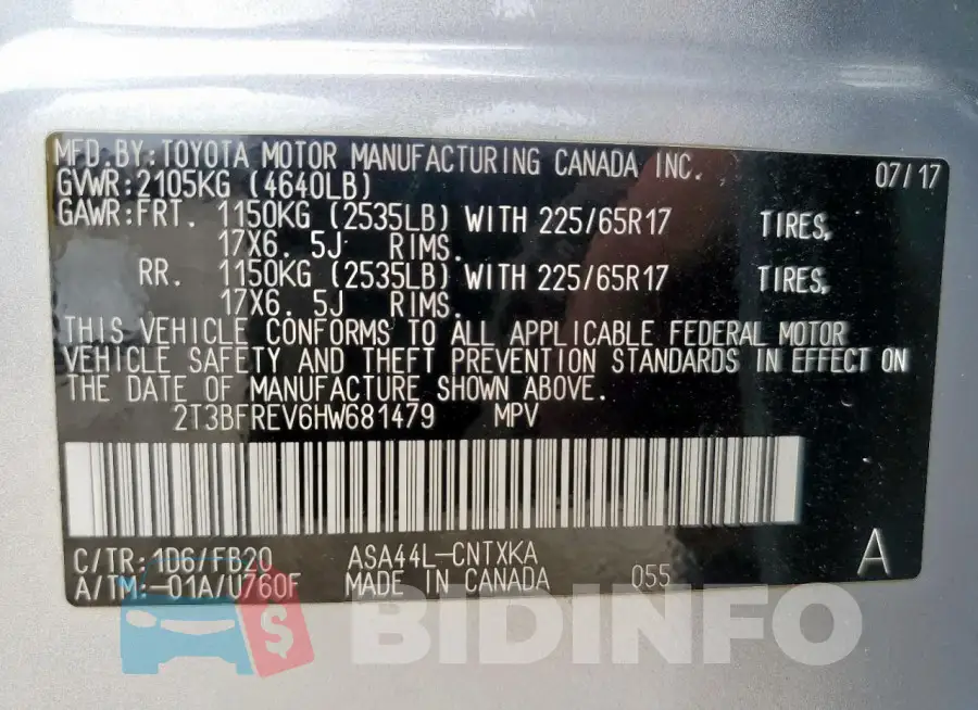 2T3BFREV6HW681479 Photo# 12