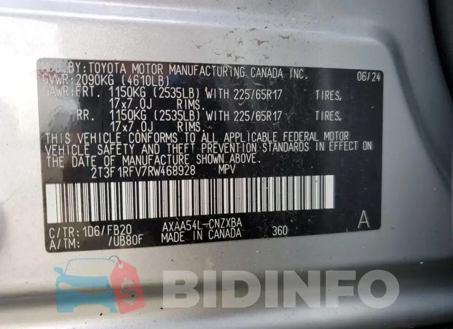 2T3F1RFV7RW468928 Photo# 14
