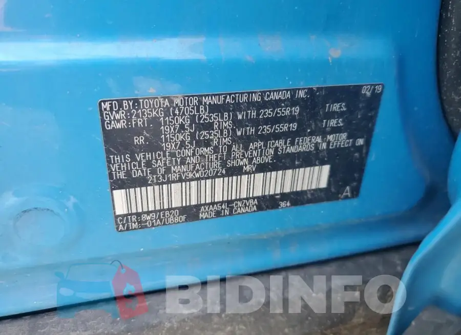 2T3J1RFV9KW020724 Photo# 13