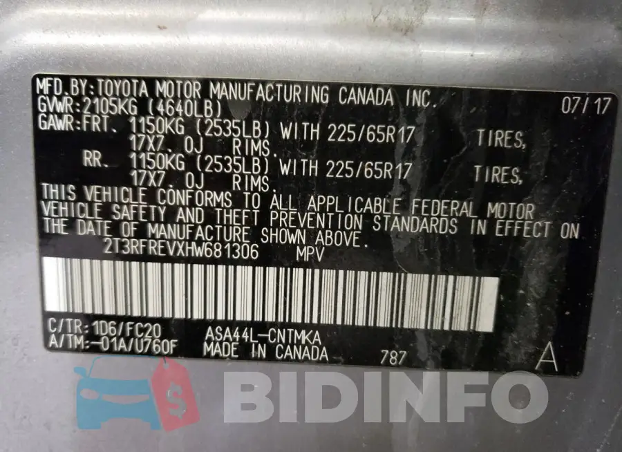 2T3RFREVXHW681306 Photo# 13