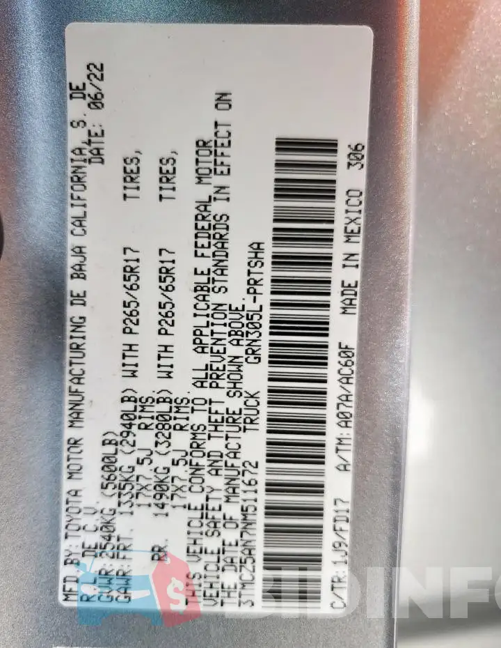 3TMCZ5AN7NM511672 Photo# 12