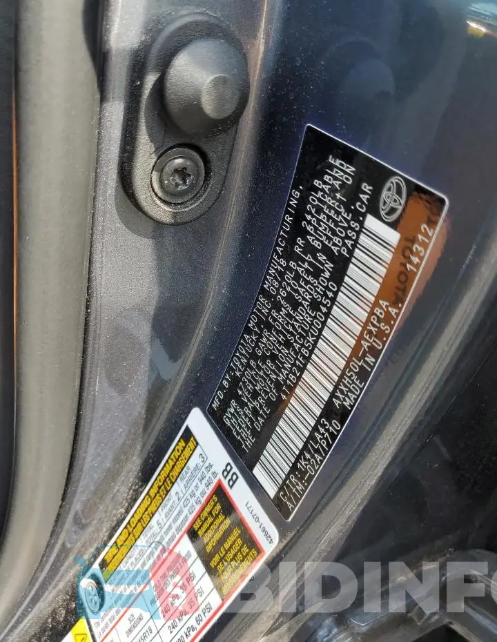 4T1B21FB5KU004540 Photo# 13