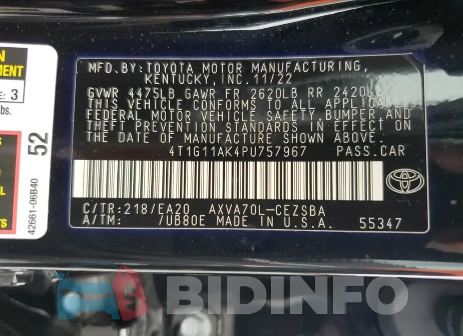 4T1G11AK4PU757967 Photo# 12