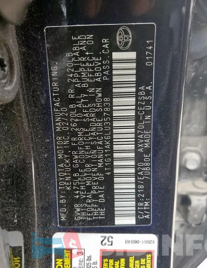 4T1G11AK6LU357838 Photo# 12